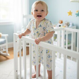 Vintage Baby Romper Animal Print One Piece Pajamas Retro Nursery Playsuit 12 mo